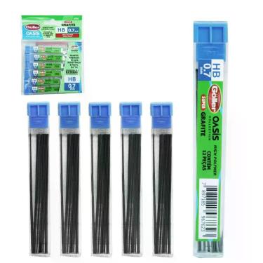 Imagem de Grafite para Lapiseira Goller 0,7MM HB Kit 6 Tubos com 12 Unidades Cada Total 72 Preto