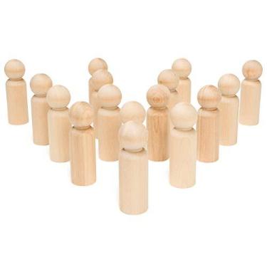 Imagem de Bonecos de madeira com pino de madeira, 8,5 cm em formato de pai grande, pacote com 10 bonecas de madeira, figuras de pessoas de madeira de bétula forte, boneca Peg, inacabada, pinos para artesanato