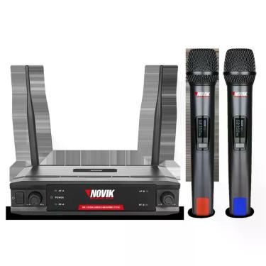 Imagem de Microfone UHF UNK-330 Dupla Frequência Fixa com Transmissão Digital e Alcance Até 70 Metros Novik