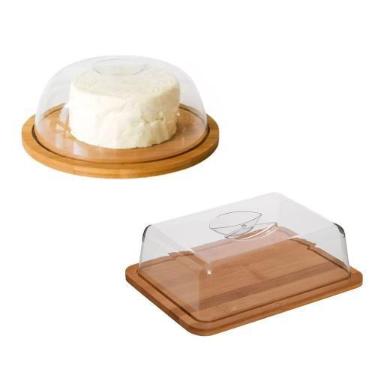Imagem de Kit Porta Queijo Queijeira E Porta Frios Em Bambu - Mimo Style