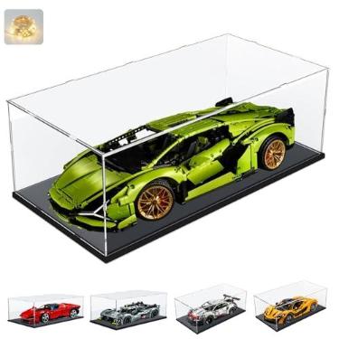 Imagem de Caixa de acrílico transparente, espesso, base de madeira e plástico, para modelo de Lego 42096 Porsche 911, 42172 McLaren P1, 42143, 42156, 42115, organizador grande, interior preto, 60 x 30 x 20 cm