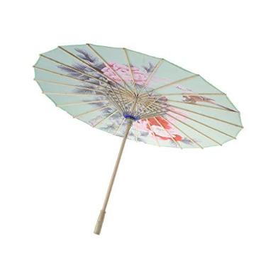 Imagem de Guarda-chuvas chineses serenáveis, clássicos feitos à mão de seda para colorir o guarda-chuva, à prova de chuva, parasol com flores de peônia e alça de bambu