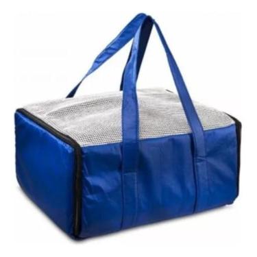 Imagem de Bolsa Pet Transporte Aéreo Padrão Azul Ventilada Suporta Até 5kg Caixa Transporte De Cães E Gatos Cabine De Avião Bolsa Companhia Aérea Azul 43 x 32 x 24 cm