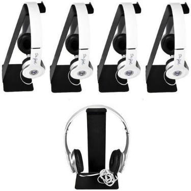 Imagem de Kit 5 Suporte Fone Headset Headphone De Mesa Universal Em Aço - Sterk