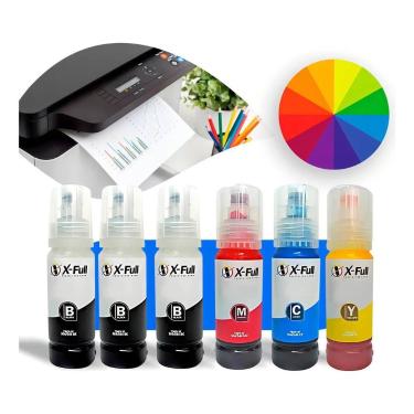 Imagem de Kit 6 refil de tinta 544 compatível 3 pretos + cyan + yellow + magenta