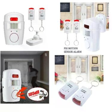 Imagem de Alarme de Segurança sem Fio com Sensor de Movimento 105 Db Controle Remoto Branco 10M