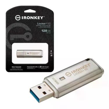 Imagem de Pen Drive 128gb Usb 3.2 Com Criptografia IronKey Locker+ 50 IKLP50/128