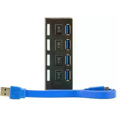 Imagem de Hub USB 3.0 com 4 portas com Led Indicador e Botão On/Off - Suporta HD