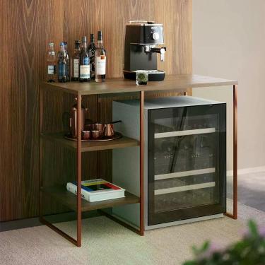 Imagem de Aparador Adega Industrial Bar Barzinho Bourbon Aço Cobre E Carvalho 95 Cm