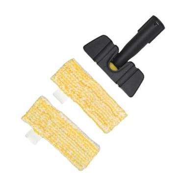Imagem de YWJLQH Cabeça de esfregão para limpeza a vapor, acessório para limpeza de pisos, cabeça de vassoura para a vapor resistente para trilho de porta de pia de, com 2 Mops Amarelos