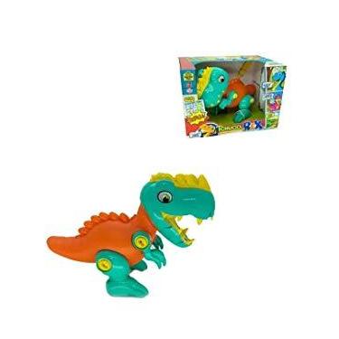 Imagem de SAMBA TOYS Tchuco Rex Dinossauro Brinquedo de Montar 39x15 cm Azul C/Chave Criança