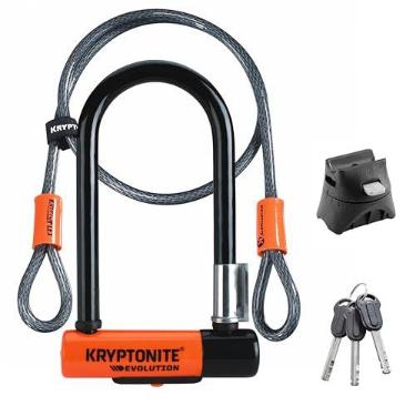 Imagem de Trava em U para Bicicleta Kryptonite Evolution Mini-7, com Cabo, 13mm | Cabo de Segurança 10mm x 4 pés, Com Suporte de Montagem e Chaves