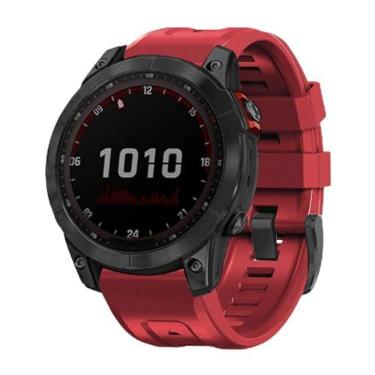 Imagem de Pulseiras de relógio de 26 mm de substituição para Garmin Fenix 7x Sapphire Solar/7x Pro/Fenix 5x/6x/6x Pro Solar/Epix Gen Pro2 51mm/Fenix 3/3hr/Fenix Tactical Quick Fit pulseiras para homens silicone relógio acessório vermelho