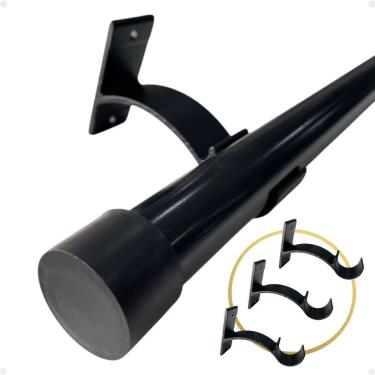 Imagem de Kit 3 Suporte Perfil Parede Varão Comum Ilhós 19mm Cortina Argola Inst