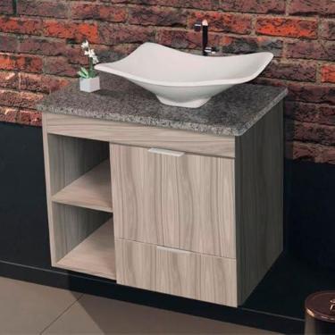 Imagem de Gabinete Toucador Para Banheiro Ocre Tampo Em Granito 64cm Maple