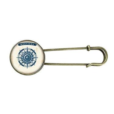 Imagem de Bússola Exploração Militar Oceano Retrô Metal Broche Clip Joias