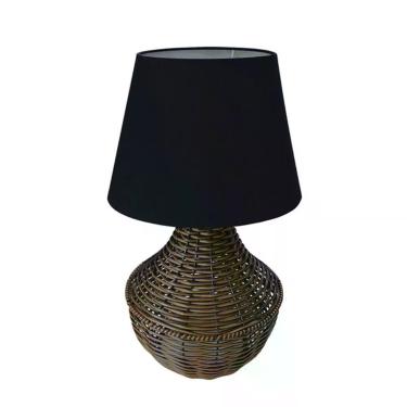 Imagem de Abajur De Mesa Junco Avelã Cúpula Preta