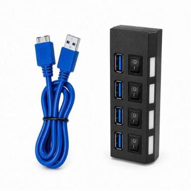 Imagem de Hub USB 4 Portas USB 2.0 com Interruptores Individuais LED para Notebo
