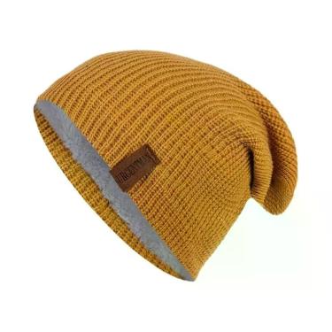 Imagem de Gorro De Inverno Unissex Com Forro De Pelúcia, Tricotado, Quente, Boné
