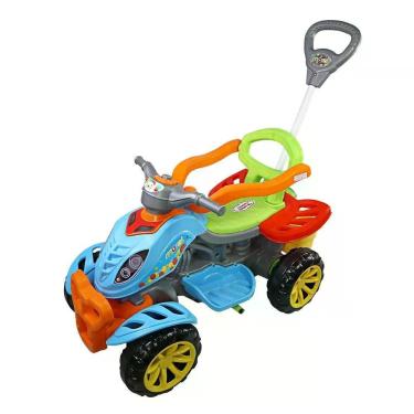 Imagem de Carrinho de Passeio Infantil Quadriciclo com Haste e Pedal Colorido Variado Maral