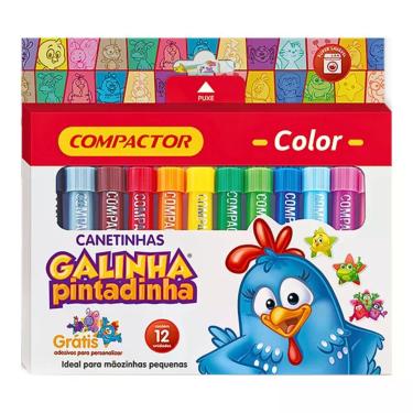 Imagem de Canetinha Hidrográfica Color Galinha Pintadinha 12 Cores Compactor