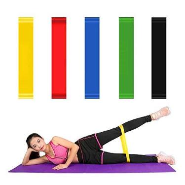 Imagem de Kit 5 Faixas Elasticas Mini Band Academia em Casa Extensor Exercicios Yoga Pilates Fitness Crossfit