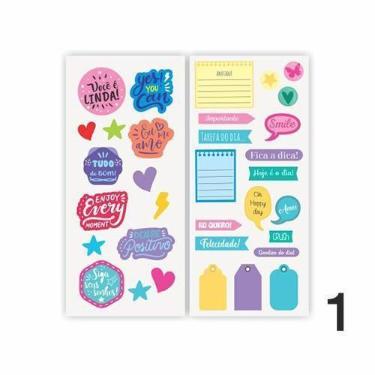 Imagem de Adesivos decorados para planner e cadernos - kit com 2 cartelas - no-b