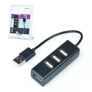 Imagem de Usb 2.0 Hub 4 Portas Portatil Slim 480mbps 02490 Exbom