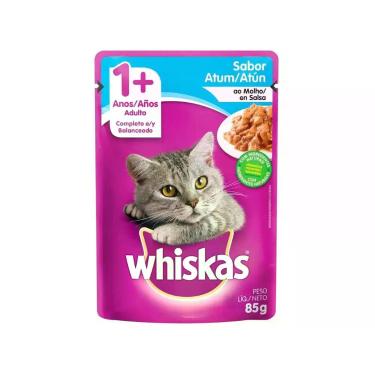 Imagem de Ração Úmida para Gato Adulto Sachê - Whiskas Atum ao Molho 85g