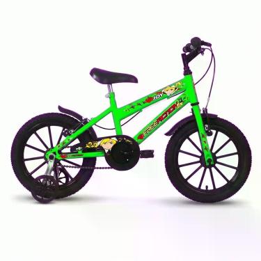 Imagem de Bicicleta Infantil Aro 16 Free Action Kawasaki Verde Rodinha Removível