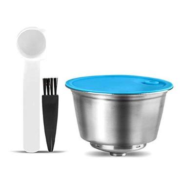 Imagem de FOXNSK Cápsula de café recarregável, copo de filtro de cápsula de café de aço inoxidável, reutilizável para café perfumado Dolce Gusto (cápsula de café)