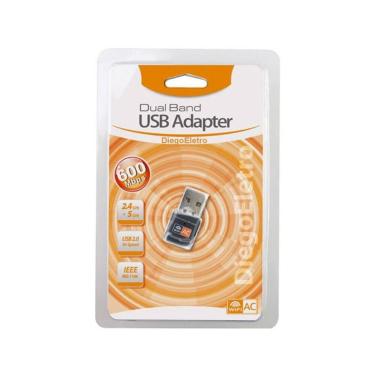 Imagem de Receptor Wifi Usb 5ghz Dual Band 600 Mbps - DiegoEletro