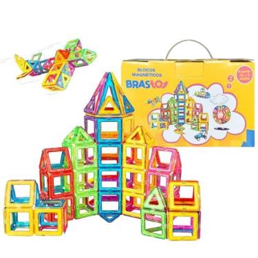 Imagem de Brastoy Blocos De Montar Magnético Brinquedo Educativo Infantil (120 Peças)