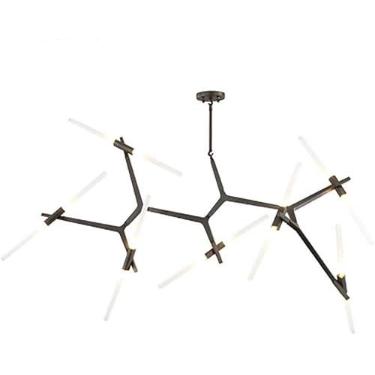 Imagem de G9 Lustre De Ramo Moderno, Lustre De Tubo De Espinha De Peixe De Estilo Industrial, Lustre De Ramo Minimalista Para Sala De Jantar Sala De Estar Luminárias, Black., 20 heads