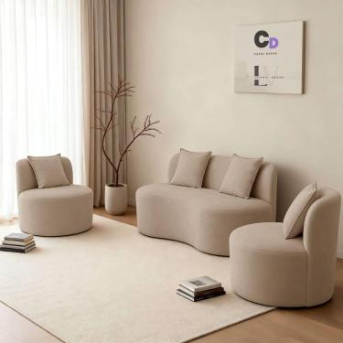 Imagem de Kit Living Organic 02 Poltronas Orgânicas Reforçadas + 01 Sofá Feijão 