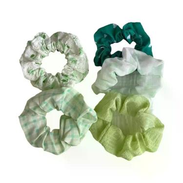Imagem de Conjunto De 6 Elásticos De Cabelo Femininos Estilo Scrunchie Com Estam
