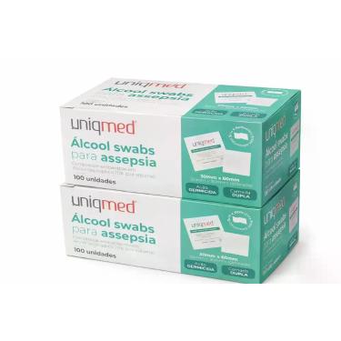 Imagem de Kit 200 Unidades Alcool Swab 70% Assepsia Uniqmed Verde Verde-claro