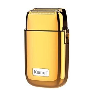 Imagem de KEMEI Navalhas el�tricas para homens, barbeador el�trico profissional sem fio todo de metal, l�minas de tit�nio de l�tio, aparador de barba facial recarreg�vel por USB, dourado (TX1 ouro)