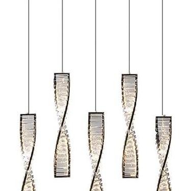 Imagem de Pequeno Mini Lustre de Cristal Luzes Pendentes Ilha Bar 3 Luzes Ouro Moderno Fazenda Pendente Iluminação Espiral Preto Mid Century Teto Luminária Pendente Para Cozinha Sala de Jantar Quarto
