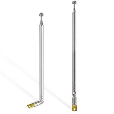 Imagem de Bingfu Antena de rádio portátil com 6 seções telescópicas de 65 cm AM FM (embalagem com 2) compatível com rádio portátil interno receptor estéreo doméstico AV áudio vídeo receptor de home theater