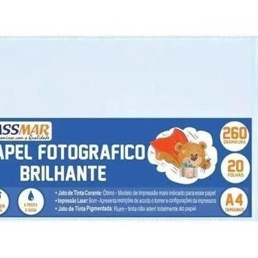 Imagem de Papel Fotográfico A4 Brilhante 260g Cassmar 20 fls
