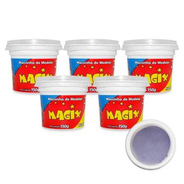 Imagem de Kit 5 Potes Massa Massinha de Modelar Infantil 150g Escolar - Magix, R