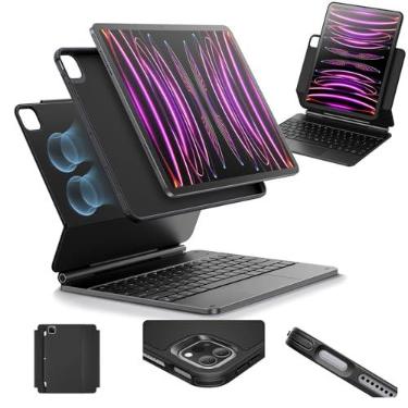 Imagem de Capa ESR para iPad Pro 12.9 com teclado, suporte magnético de fácil configuração, modos retrato/elevado para iPad Pro 12.9 (2022/2021/2020/2018), capa protetora removível, série Rebound 360, preta