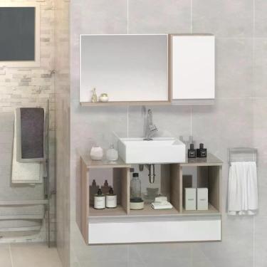 Imagem de Conjunto Gabinete Venus 80cm Madeirado Branco
