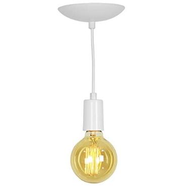 Imagem de Lustre Pendente Tubo Cilindro Alumínio Branco Fio 1.20m