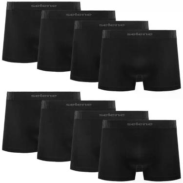 Imagem de Kit 8 Cueca Boxer Selene Infantil Design Moderno Sem costura, Preto, G