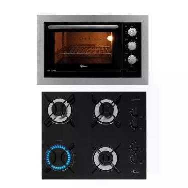 Imagem de Kit Fit Line Fischer: Forno Elétrico Inox e Cooktop 4B Aramado, 220V, 