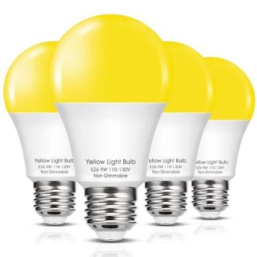 Imagem de Lâmpadas amarelas para insetos, lâmpada E26 Edison 8W 60W equivalente a lâmpadas de LED A19, lâmpada âmbar 700LM para quarto, iluminação de corredor de sala de estar, luzes de varanda externas, não