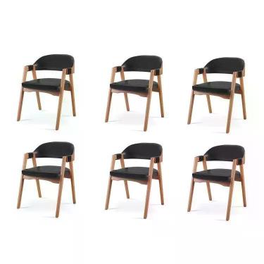 Imagem de Kit 6 Cadeiras para Mesa de Jantar Gaia Yescasa Preto