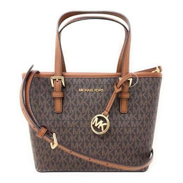 Imagem de Bolsa Michael Kors Jet Set viagem conversível com zíper na parte superior – Marrom